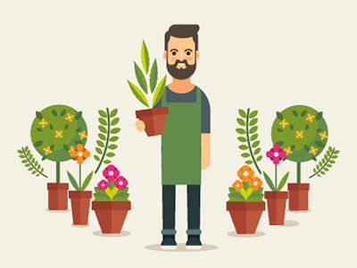 Man with plants illustration